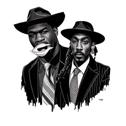 50 Cent And Snoop Dog Dresses As Businessmen With A Brute Shirt And Tie And A Blunt In The Mouth