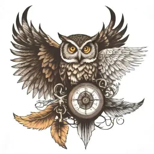Compass Nature Nordic Owl Wing Spread With Skull And Locked Jaw