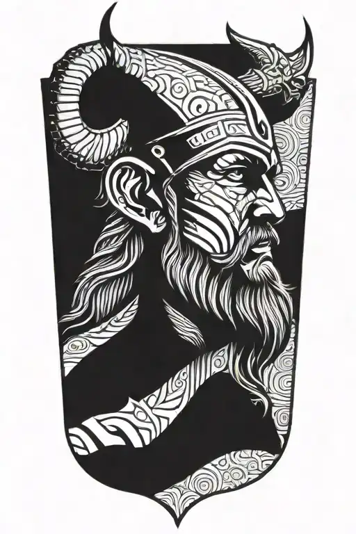 Viking Face Tilted To Left Side