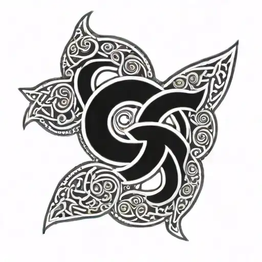 Triskel Celtic Negative Tattoo Full Black Spray Style