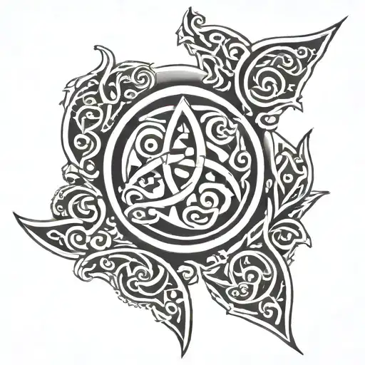Triskel Celtic Negative Tattoo Full Black Spray Style Simple