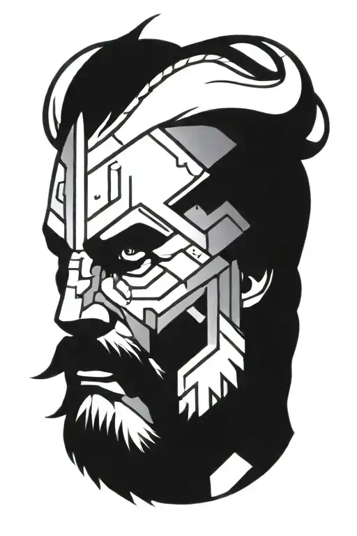 Viking Face Tilted To Left Side
