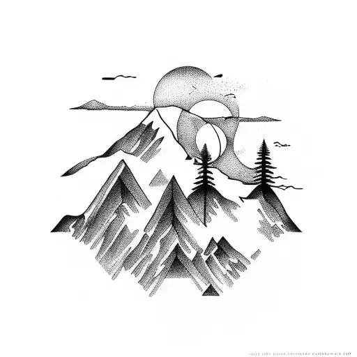 Forest Mountains Moon