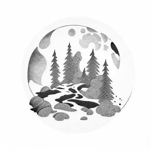 Forest Mountains Moon