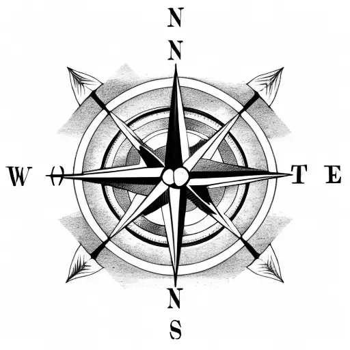 Compass With Coordinates And A Beach Inside Of It