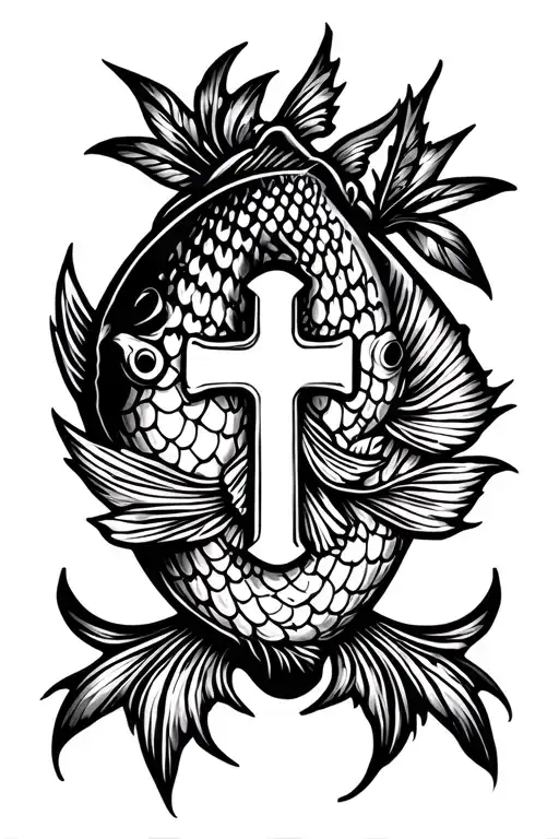 Hawaiian Fish Hook With A Christian Cross