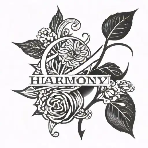 A Minimalist Design Featuring The Word 'Harmony' In A Unique Font