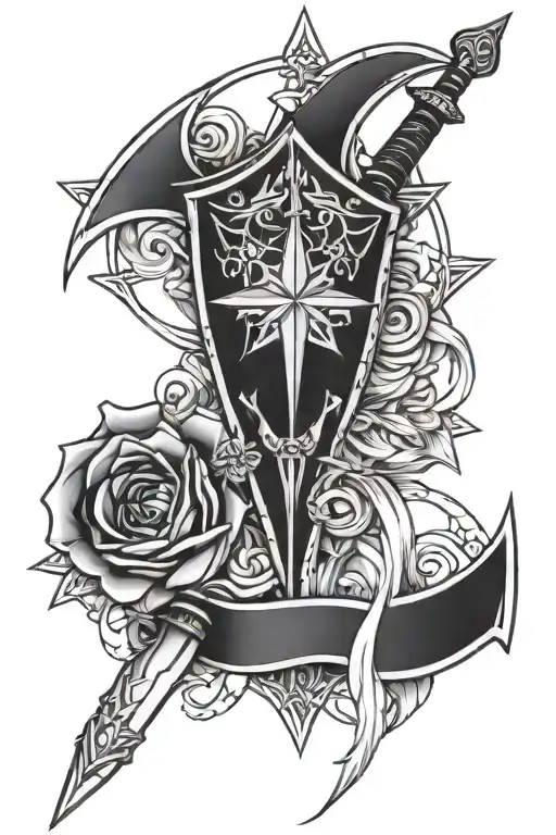 Shield Sword Star Rose Viking Warrior