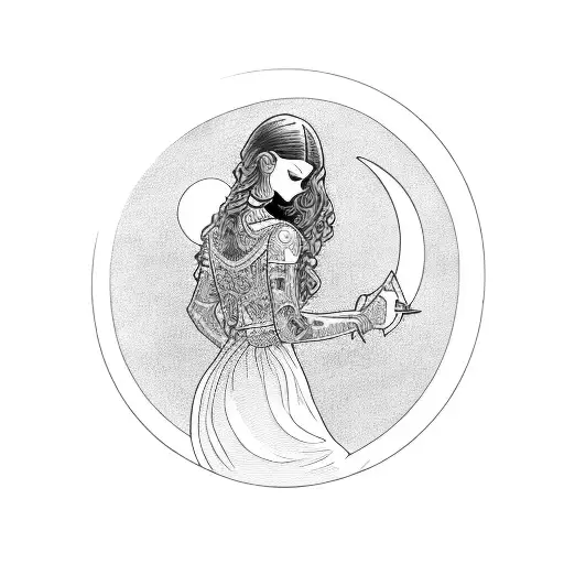 Lady Leaning Against Moon