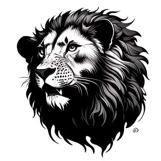 Scarred Lion Protecting Cub