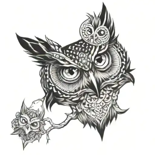Creepy Horned Owl With Jeweled Eyes