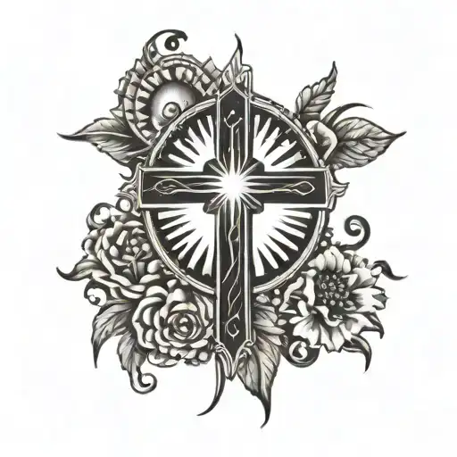 Cross With Sun Behind It