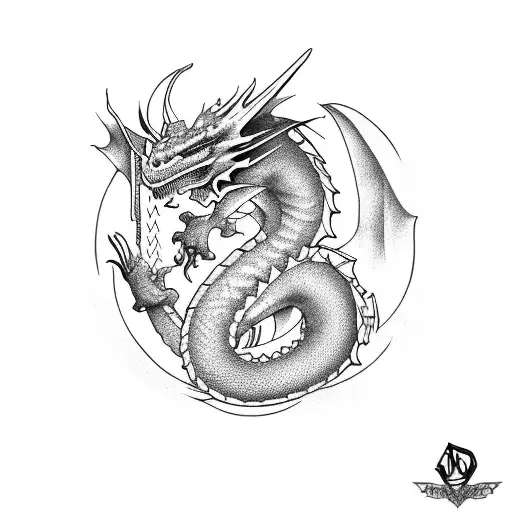 Dragon Con Lineas Al Rededor