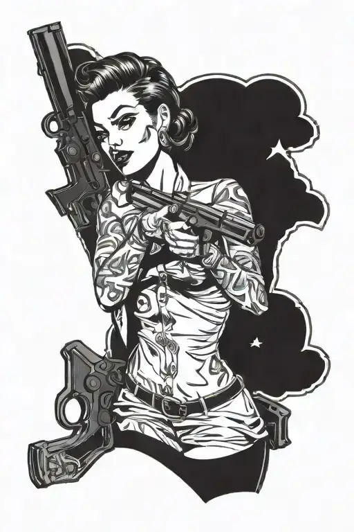 Pinup Girl With Gun