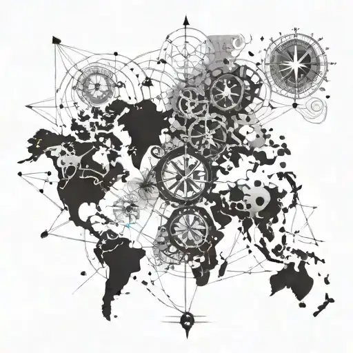 Worldmap With Compass And Divider