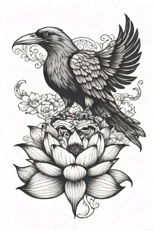 Lotus Pose With Raven Head