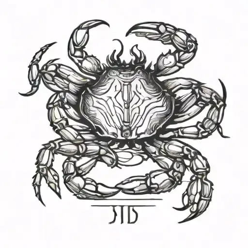 A Simple Crab Drawed In One Line With The Client's Birthdate In Roman Numerals Underneath