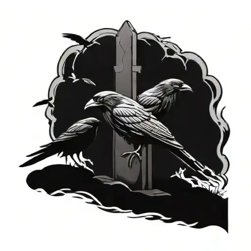 Big Spooky Three Crows Grave Stone