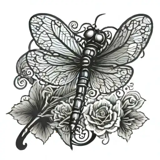 An Iridescent Dragonfly With A Shadow Reaper 57 Incorporated Into The Design