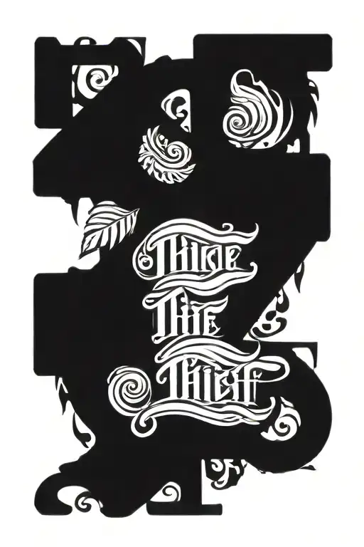 Lettering Tattoo Word Thief Written