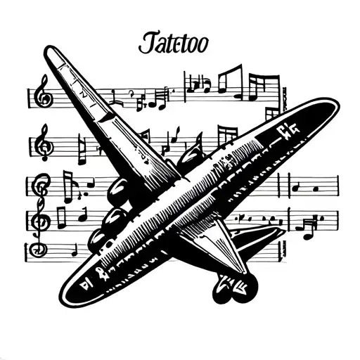A Vintage Airplane Flying Over A Musical Staff With Notes Forming A Melody