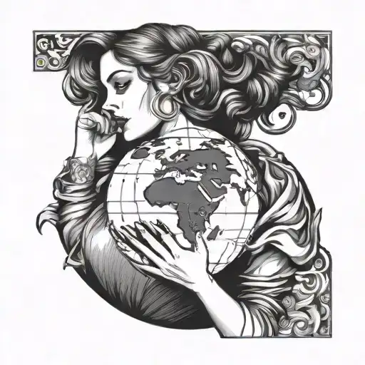 Beautiful Woman Holding Earth