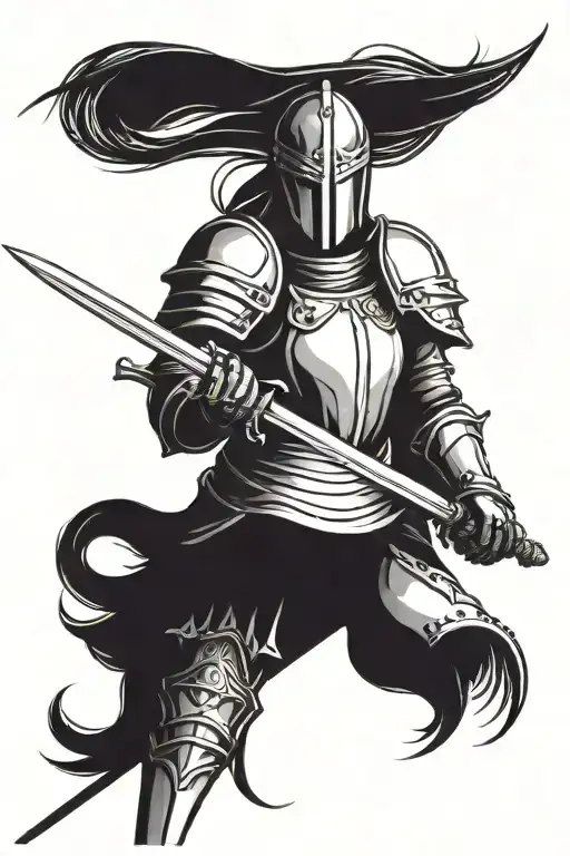 Female Knight Holding A Sword