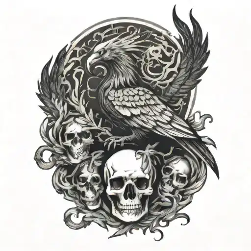Phoenix Rising From Skulls