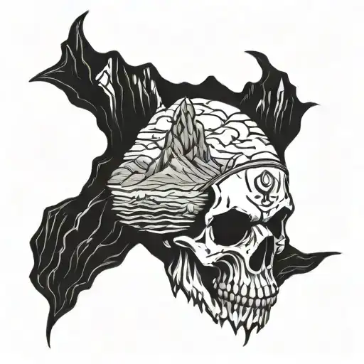 Western Skull With Mountains