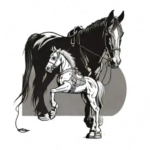 Horse In Swat Uniform Holding A Sandclocl