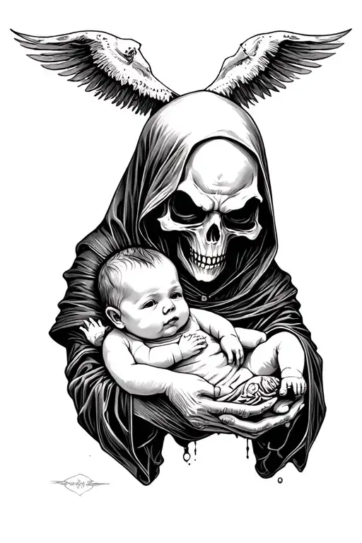 Grim Reaper Gifting A Baby Boy