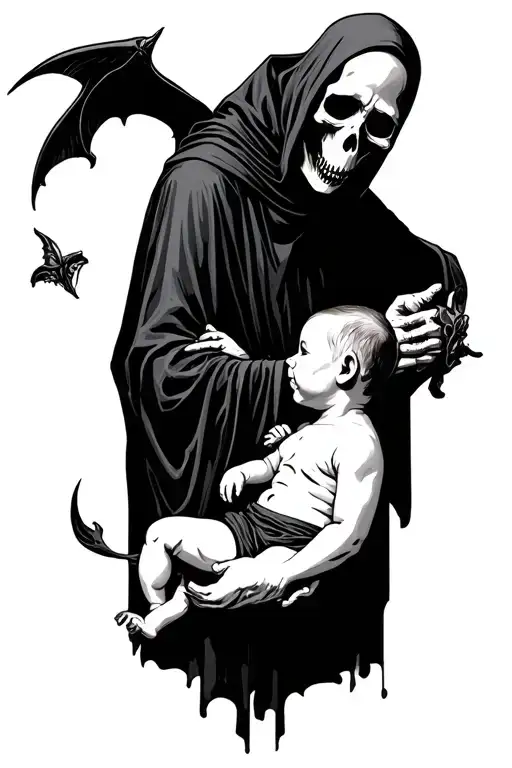 Grim Reaper Gifting A Baby Boy