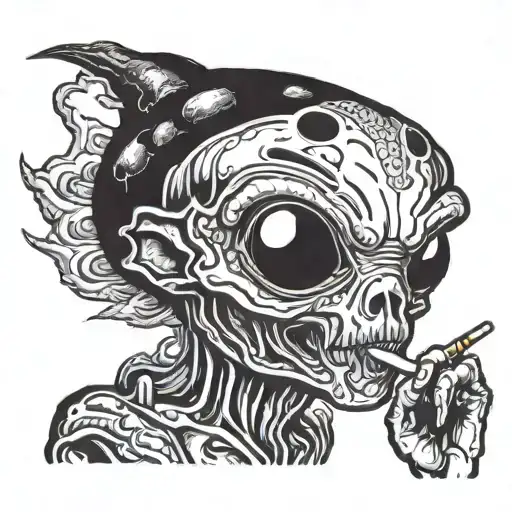 3 Eye Alien Smoking A Joint