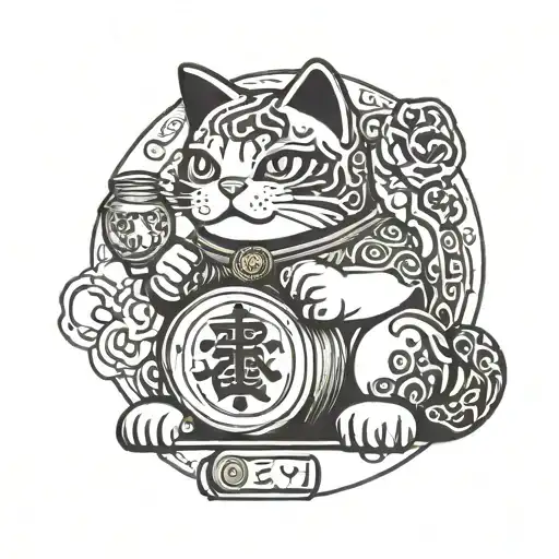 A Japanese Lucky Cat With A Winning Lottery Ticket In Its Paw