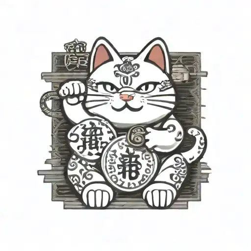 A Japanese Lucky Cat With A Winning Lottery Ticket In Its Paw