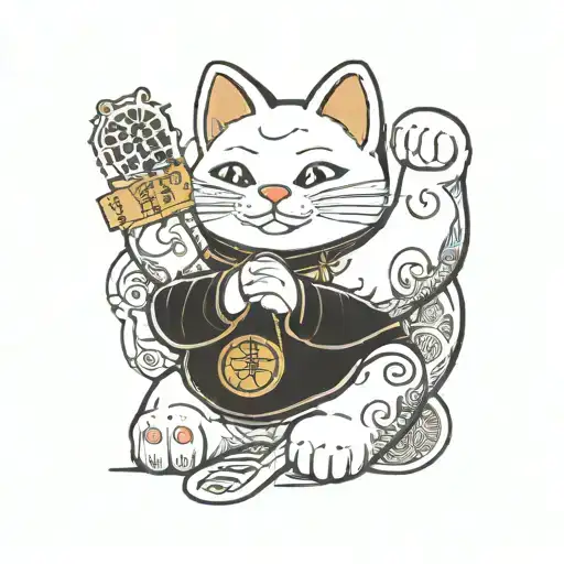 A Japanese Lucky Cat With A Winning Lottery Ticket In Its Paw