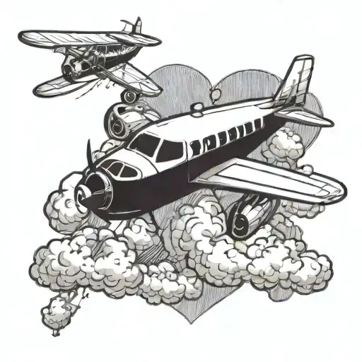 A Heart-shaped Airplane Flying Through The Clouds