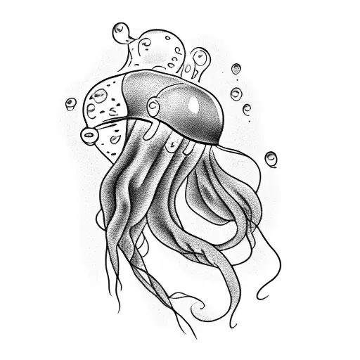 Cartoon Jellyfish Blowing Bubbles