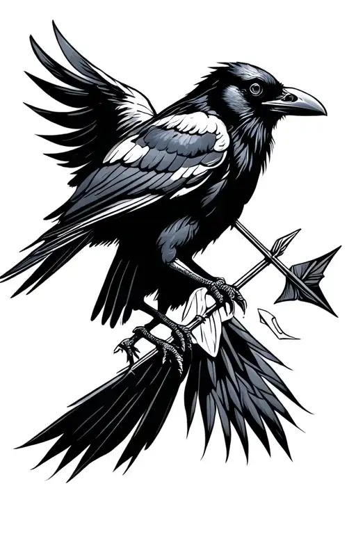 A Crow With An Arrow In Its Neck Intertwined