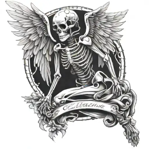 Skeleton Angel With A Script In The Left Hand