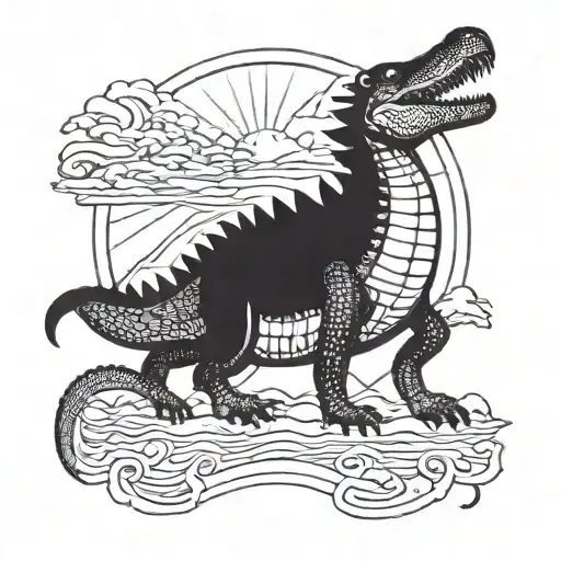 Crocodile Is An Indian On Horseback