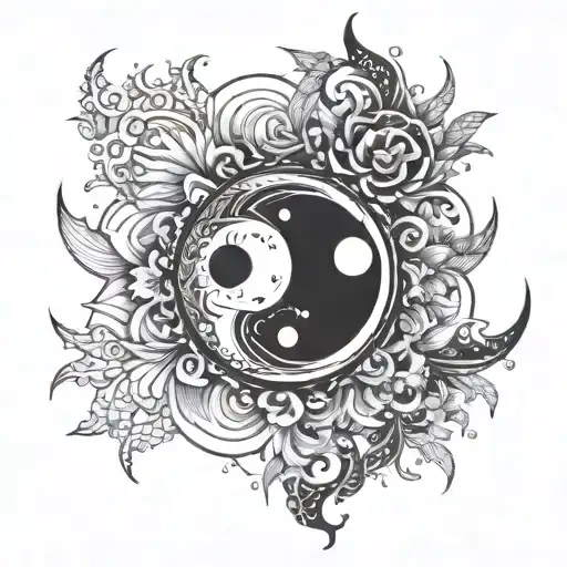 Celestial Sun And Moon Intertwined In A Yin-yang Symbol