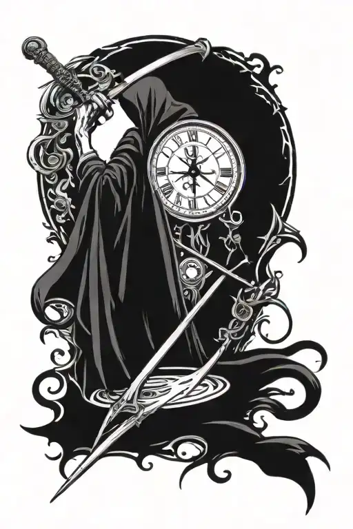 Reaper Scythe Losing Bleed From The Blade On A Pocket Watch