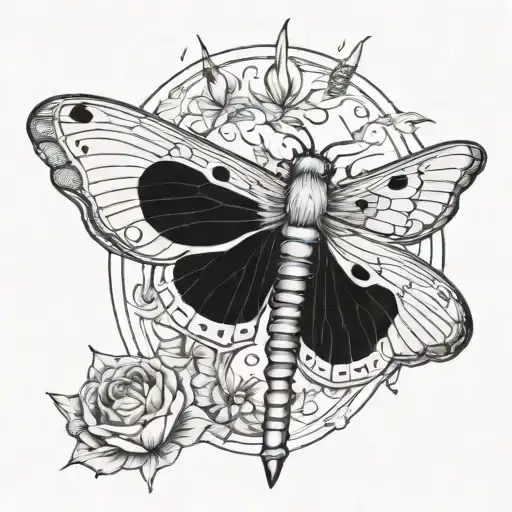 Lunar Moth With A Dagger Going Through It