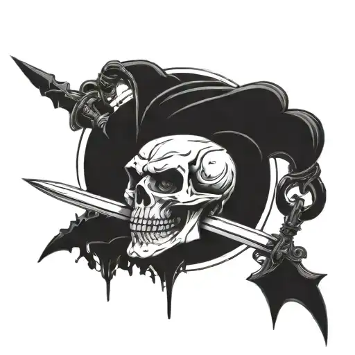Evil Skull With Dagger Thorugh The Top
