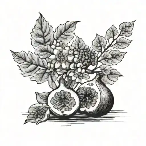 Create A Tattoo Showcasing The Beauty Of Sicilian Land And Indian Figs In A Blackwork Style