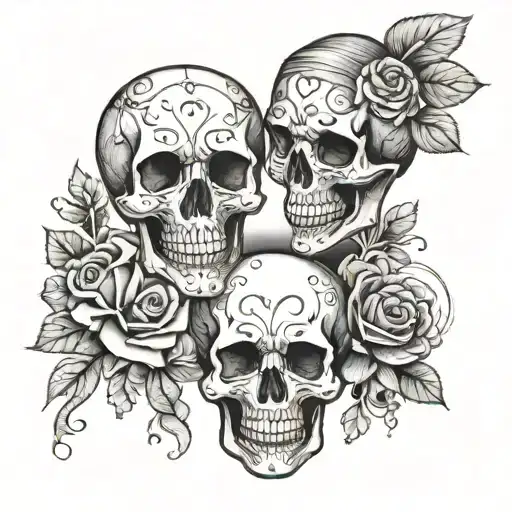 A Tattoo Saying Aiydiwdwy With A Male And Female Skull With A Heart