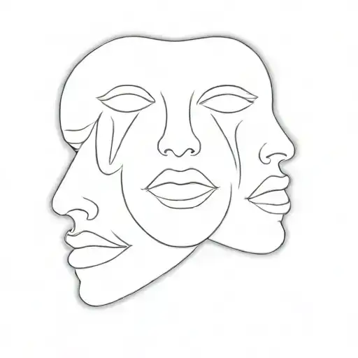 Three Faces On A Black Background