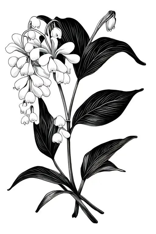 Lily Of The Valley Japanese Style Geometric Design Incorporating