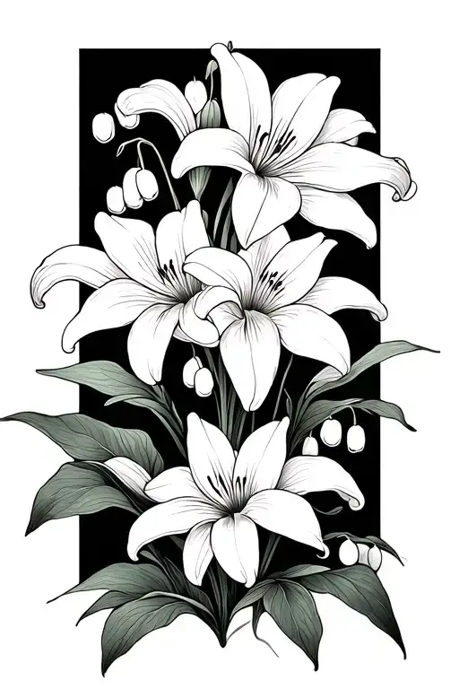 Lily Of The Valley Japanese Style Geometric Design Incorporating Venus